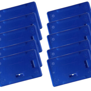20 Pack of Hard PVC Plastic Badge ID Card Holder for Men and Women & for Office and School - Blue
